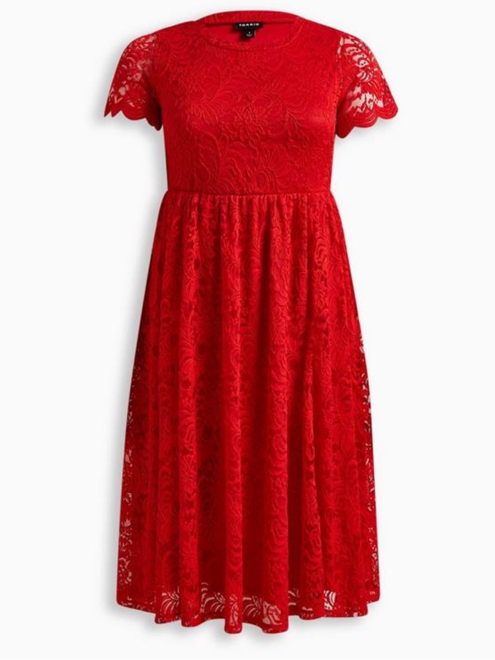 Torrid Lace & Flare Midi Dress in Adrenaline Red - M/L